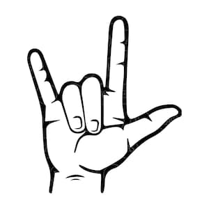 Ich liebe dich Handzeichen svg, ASL, Gebärdensprache svg Vektor Schnittdatei Cricut, Silhouette, Aufkleber, Abziehbild, Vinyl, Schablone, Pin, Pdf Png Dxf Eps