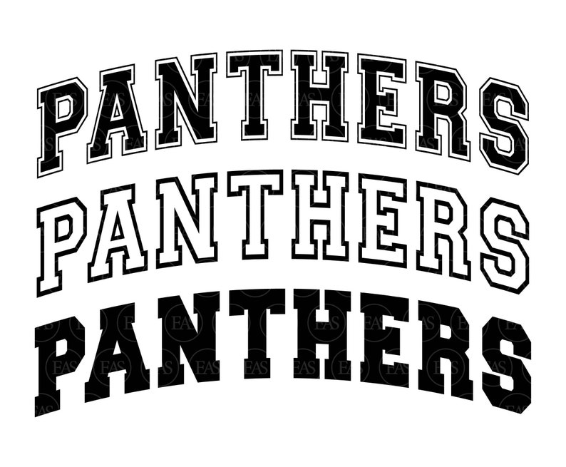 Panthers Svg, Panthers Arched Varsity Font, Go Panthers Svg, Panthers Jersey, Panthers Team. Vector Cut file Cricut, Pdf Png Dxf. image 1