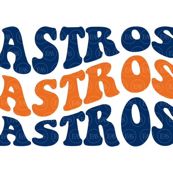 Astros Wavy Stacked Svg, Go Astros Svg, Astros Team Svg, Retro Groovy Font. Vector Cut file Cricut, Silhouette, Sticker, Pdf Png Dxf.