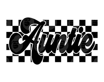Retro a cuadros tía svg, tía png, tía vida svg, día de la madre, camiseta de la tía. Archivo de corte vectorial Cricut, Silueta.