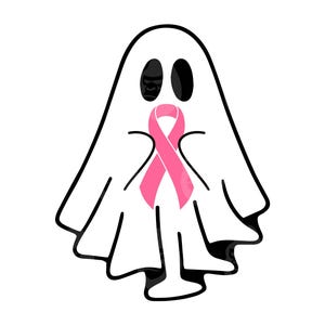 Ghost Svg, Ghost Png, Pink Ribbon Svg, Breast Cancer Awareness, Warrior, Strong Women, Pink October. Vector Cut file Cricut, Silhouette.