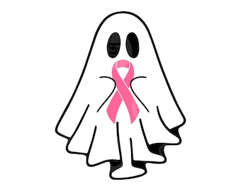 Ghost Svg, Ghost Png, Pink Ribbon Svg, Breast Cancer Awareness, Warrior, Strong Women, Pink October. Vector Cut file Cricut, Silhouette.