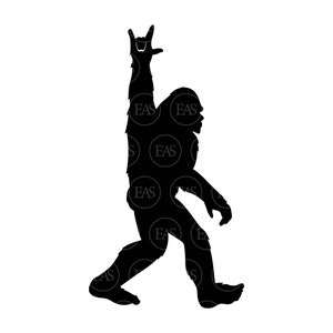 Big Foot SVG, I Love You Handzeichen, ASL SVG, Devil Rock Hörner, Yeti Design, Sasquatch Design. Vektor-Schnittdatei Cricut, Silhouette, Pdf Png Dxf Eps.
