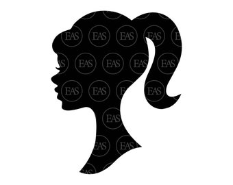 Girl Face Svg, Girl Head Svg, Woman Silhouette. Vector Cut file for Cricut, Silhouette, Sticker, Decal, Vinyl, Stencil, Pin, Pdf Png Dxf Eps