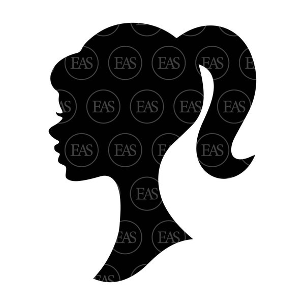 Girl Face Svg, Girl Head Svg, Woman Silhouette. Vector Cut file for Cricut, Silhouette, Sticker, Decal, Vinyl, Stencil, Pin, Pdf Png Dxf Eps
