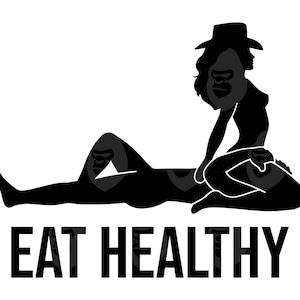 Coma Saudável Svg, Cowgirl Png, Posição Sensual, Conteúdo Engraçado para Adultos. Arquivo de Corte Vetorial Cricut, Silhueta.