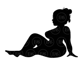 Thick Curvy Mudflap Girl Svg, Messy Bun Svg, Chubby Trucker Girl Svg. Vector Cut file Cricut, Silhouette, Pdf Png Dxf Eps, Sticker, Decal.