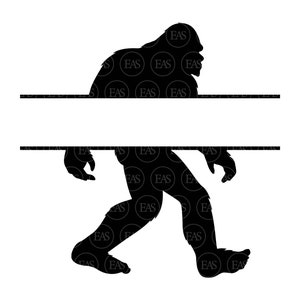 Bigfoot Monogram Svg, Big Foot Split Name Frame Svg, Yeti Svg, Sasquatch Svg. Vector Cut file Cricut, Silhouette, Pdf, Eps, Png, Dxf.