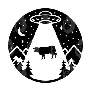 UFO Cow Abduction Svg, Alien Abduction Png, Alien Farm. Vector Cut file for Cricut, Silhouette.