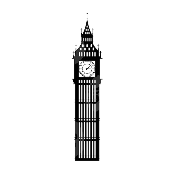 Big Ben Svg, Big Ben Png, London, Big Ben Sublimation, Big Ben Clipart. Vector Cut file Cricut, Silhouette.