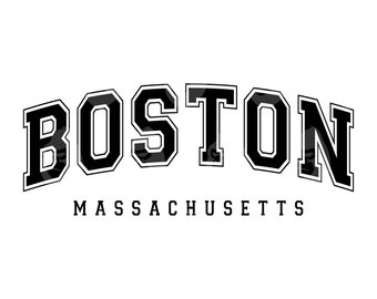 Boston Massachusetts Svg, Boston Massachusetts Png, Arched Varsity Font Svg, America State. Vector Cut file Cricut, Silhouette.