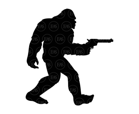 Bigfoot With Pistol Svg Big Foot With Gun Svg Yeti Svg - Etsy