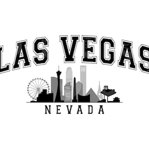 Las Vegas Nevada Svg, Las Vegas Nevada Skyline Png, Arched Varsity Font Svg, America State. File di taglio vettoriale Cricut, Silhouette.