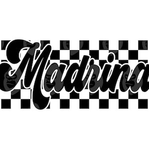 Madrina a cuadros retro en formato SVG, Madrina en formato PNG, Madrina, Vida de abuela, Día de la Madre, Abuela, Mimi, Nana. Archivo vectorial para Cricut y Silhouette.