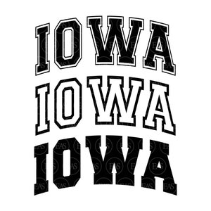 Iowa Svg, Varsity Font Svg, College Font, Arched Text, America State Svg. Vector Cut file Cricut, Silhouette, Sticker, Decal, Pdf Png Dxf.