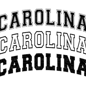 Carolina Svg, Varsity Font Svg, College Font, Arched Text, America Svg. Vector Cut file Cricut, Silhouette, Sticker, Decal, Pdf Png Dxf.