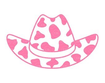 Pink Cowgirl Hat Svg, Cow Prints, Nashville Svg, Nash Bash Svg, Country Girl Svg. Vector Cut file for Cricut, Silhouette, Pdf Png Dxf.