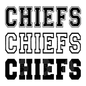 Chiefs Svg, Chiefs Varsity Font, Go Chiefs Png, Chiefs Jersey, Chiefs Team Mascot. Vector Cut file Cricut, Silhouette.