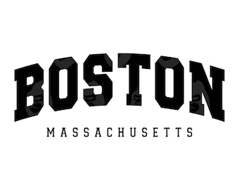 Boston Massachusetts Svg, Boston Massachusetts Png, Arched Varsity Svg, America State. Vector Cut file Cricut, Silhouette, Digital Download.