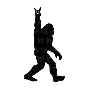 Bigfoot Rock en SVG, Big Foot SVG, Devil Rock Horns, Yeti Svg, Sasquatch Svg. Archivo de corte vectorial para Cricut, Silhouette, Pdf Png Dxf Eps.