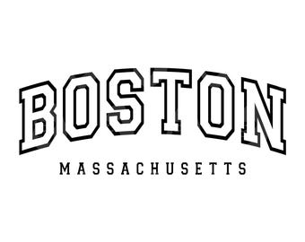 Boston Massachusetts Svg, Boston Massachusetts Png, Arched Varsity Svg, America State. Vector Cut file Cricut, Silhouette.