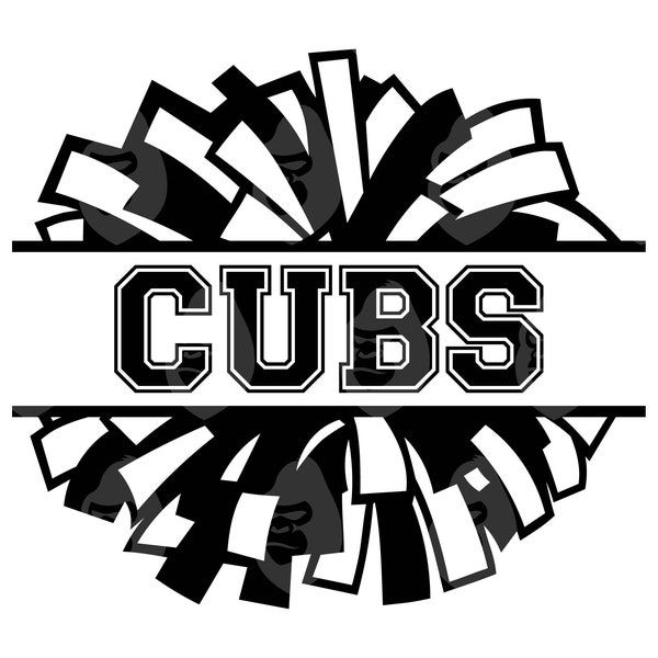 Cubs Svg, Go Cubs Png, Pom Pom Monogram, Cheer Mom, Team Spirit, School Mom. Vector Cut file Cricut, Silhouette.