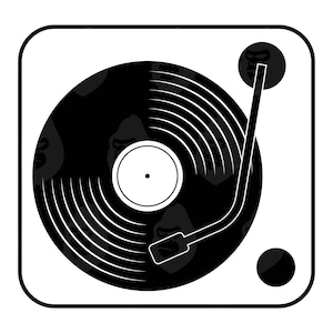Vinyl-Schallplattenspieler-Svg, Vinyl-Schallplatten-Png, Tonarm-Svg, Musik-Disc-Schallplatte, Vintage-Vinyl-Disc-Svg. Vektor-Cut-Datei für Cricut, Silhouette.