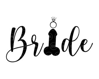 Sposa Svg, Pene Svg, Festa nuziale, Addio al nubilato Svg. File di taglio vettoriale per Cricut, Silhouette, Adesivo, Stencil, Pin, Pdf Png Dxf Eps