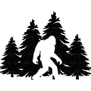 Bigfoot Svg, Forest Svg, Big Foot Woods Svg, Yeti Svg, Sasquatch Svg. Vector Cut file Cricut, Silhouette, Sticker, Decal, Pdf Png Dxf Eps.