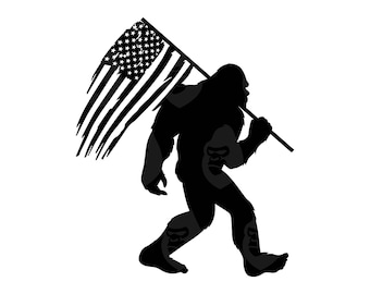 Flaga Wielkiej Stopy (SVG), Flaga Wielkiej Stopy (Png), Yeti (SVG), Sasquatch (SVG). Wektorowy plik do cięcia Cricut, sylwetka.