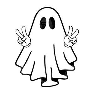 Fantasma Svg, Fantasma carino Png, Segno della pace, Buu, Halloween, Vibrazioni spettrali, Stagione spettrale, Buu Haw. File di taglio vettoriale Cricut, Silhouette, Adesivo.