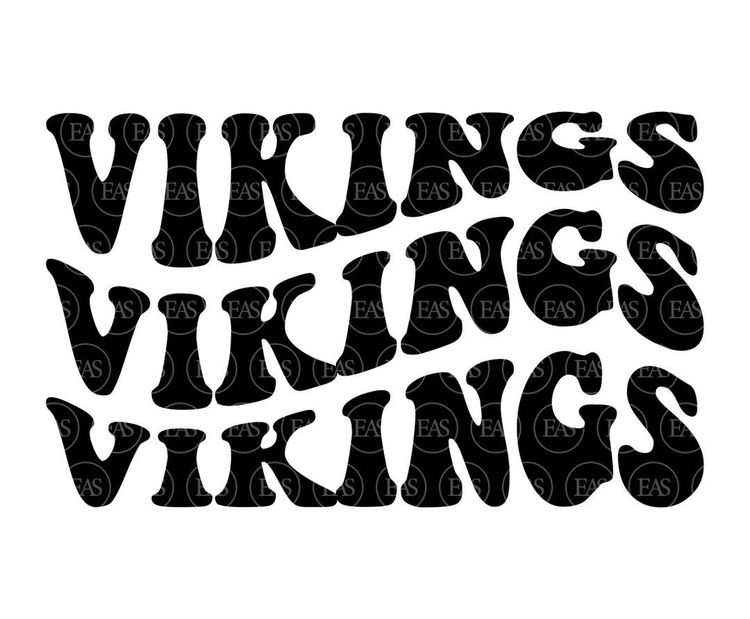 Vikings Wavy Stacked Svg, Go Vikings Svg, Vikings Team Svg, Retro