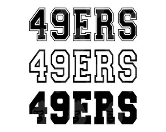 49ers Svg, 49ers Varsity Font, Go 49ers Svg, 49ers Jersey, 49ers Team Mascot. Vector Cut file Cricut, Silhouette, Pdf Png Dxf.