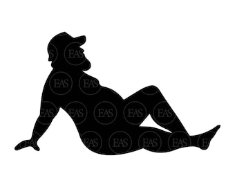 Thick Sexy Curvy Mudflap Guy Svg, Fat Chubby Man Svg, Trucker Guy Svg. Vector Cut file Cricut, Silhouette, Pdf Png Dxf Eps, Sticker, Decal.