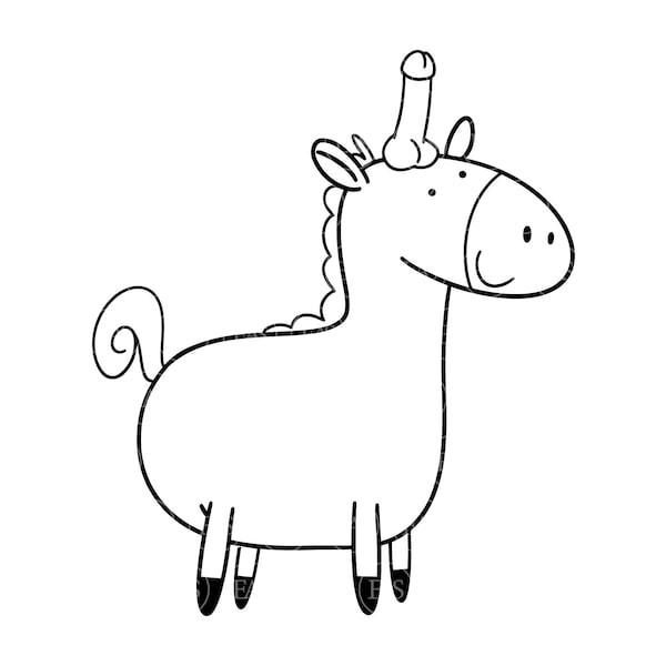 Cute Penis Unicorn Svg, Pony Svg, Horse Svg. Vector Cut file for Cricut, Silhouette, Sticker, Decal, Vinyl, Stencil, Pdf Png Dxf Eps