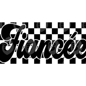 Retro karierte Verlobte SVG, Verlobte Png, Braut, Bachelorette T-shirt, Brautparty, Brautparty. Vektor-Schnittdatei für Cricut, Silhouette.