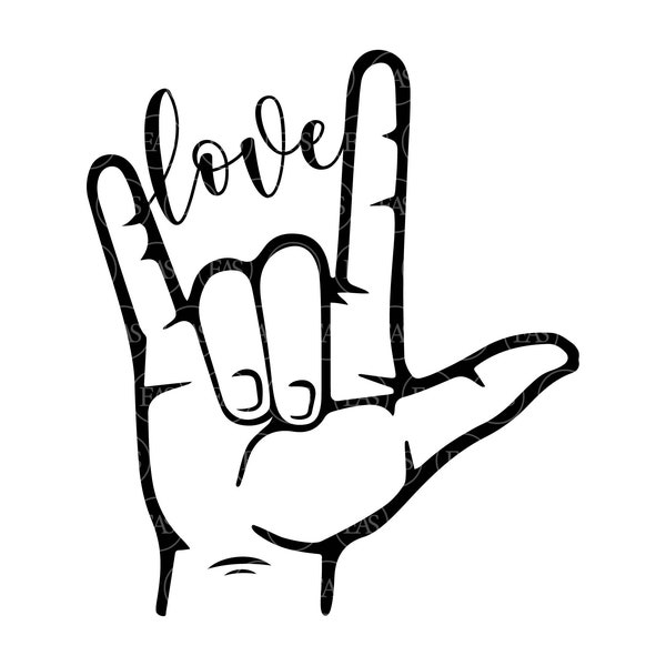 I Love You Hand Sign Svg, ASL, Sign Language. Vector Cut file Cricut, Silhouette, Sticker, Decal, Vinyl, Stencil, Pin, Pdf Png Dxf.