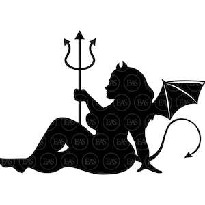 Demon Thick Curvy Mudflap Girl Svg, Chubby Mudflap Girl Svg, Devil Trucker Girl. Archivo de corte vectorial Cricut, Silueta, Pdf Png Dxf, Pegatina