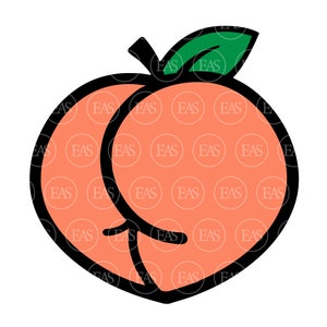Peach Ass Svg, Butt Svg, Clipart erótico engraçado, arquivo de corte vetorial para Cricut, silhueta, adesivo, decalque, vinil, estêncil, alfinete, Pdf Png Dxf Eps