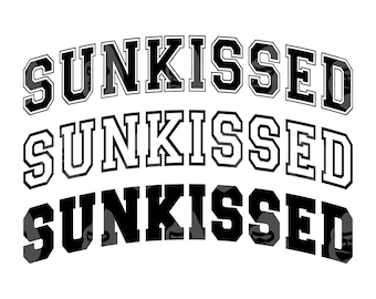 Sunkissed Svg, Sunkissed Png, Arched Varsity Svg, College-typsnitt, Strandvibbar. Vektorklippsfil Cricut, Silhuett, Pdf Png Dxf.