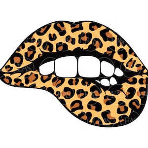 Leopard Lips Svg, Lips Bite Svg, Leopard Print Svg. Vector Cut file Cricut, Silhouette, Sticker, Decal, Vinyl, Stencil, Pdf Png Dxf Eps.