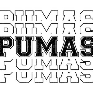 Stacked Pumas Svg, Go Pumas Svg, Run Pumas, Sport Jersey Font, Pumas Team Svg. Vector Cut file Cricut, Pdf Png Dxf Eps.