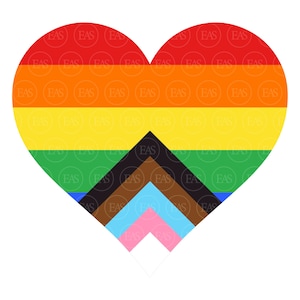 Lgbtq Progress Heart Svg, Drapeau arc-en-ciel, Mois de la fierté Lgbt. Clip art, fichier Vector Cut Cricut, Silhouette, Pdf Png Dxf Eps, Autocollant, Épingle