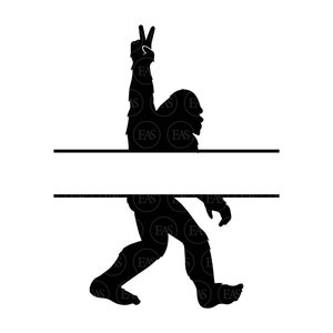 Monograma de paz de Pie Grande Svg, Pie Grande SVG, Signo de mano de paz, Yeti Svg, Sasquatch Svg. Archivo de corte vectorial para Cricut, Silhouette, Pdf Png Dxf Eps.