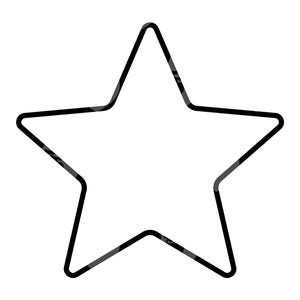 Może przedstawiać: Czarny zarys pięcioramiennej gwiazdy.