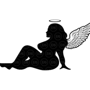 Engel dikke bochtige spatlap meisje Svg, mollige spatlap meisje Svg, Trucker meisje Svg. Vector gesneden bestand Cricut, silhouet, Pdf Png Dxf, Sticker