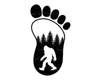 Bigfoot Svg, Big Foot Print Svg, Forest Svg, Yeti Svg, Sasquatch Svg. Vector Cut file Cricut, Silhouette, Sticker, Decal, Pdf Png Dxf Eps.