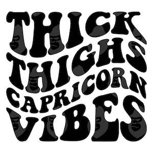 Steenbok Svg, Steenbok Png, dikke dijen Vibes, golvende letters, sterrenbeelden, horoscoop, astrologie. Vector gesneden bestand Cricut, silhouet.