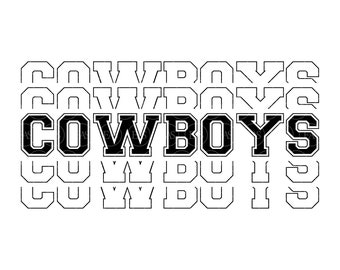 Stacked Cowboys Svg, Go Cowboys Svg, Run Cowboys, Cowboys Lag Svg, Sporttröja Typsnitt. Vektor Cut-fil Cricut, Pdf Png Dxf Eps.
