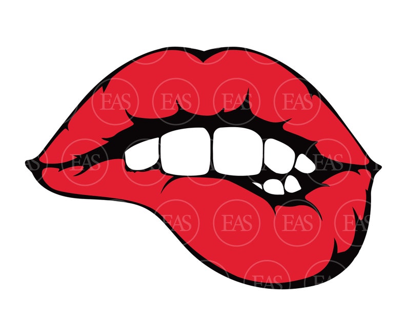 Vinyl Silhouette Sticker Pdf Png Dxf Eps Stencil Red Lips Svg Decal Lips Bite Svg Vector Cut file for Cricut Pin